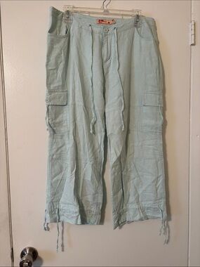 Light Blue Cargo Capris - Women